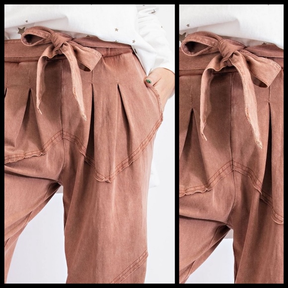 easel Pants & Jumpsuits Easel Mineral Washed Jogger Pantstie Waist